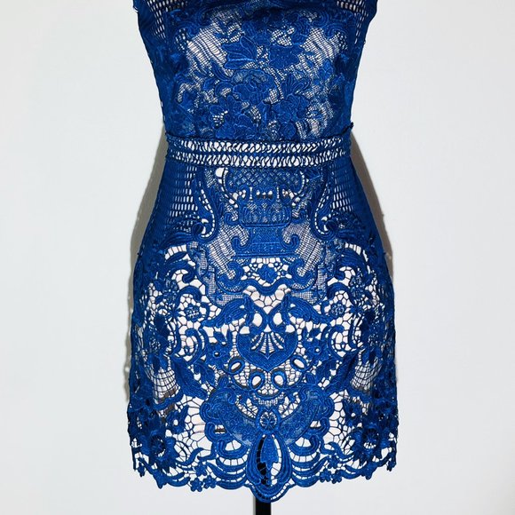 Strapless Lace Crochet Mini Dress - Picture 2 of 3